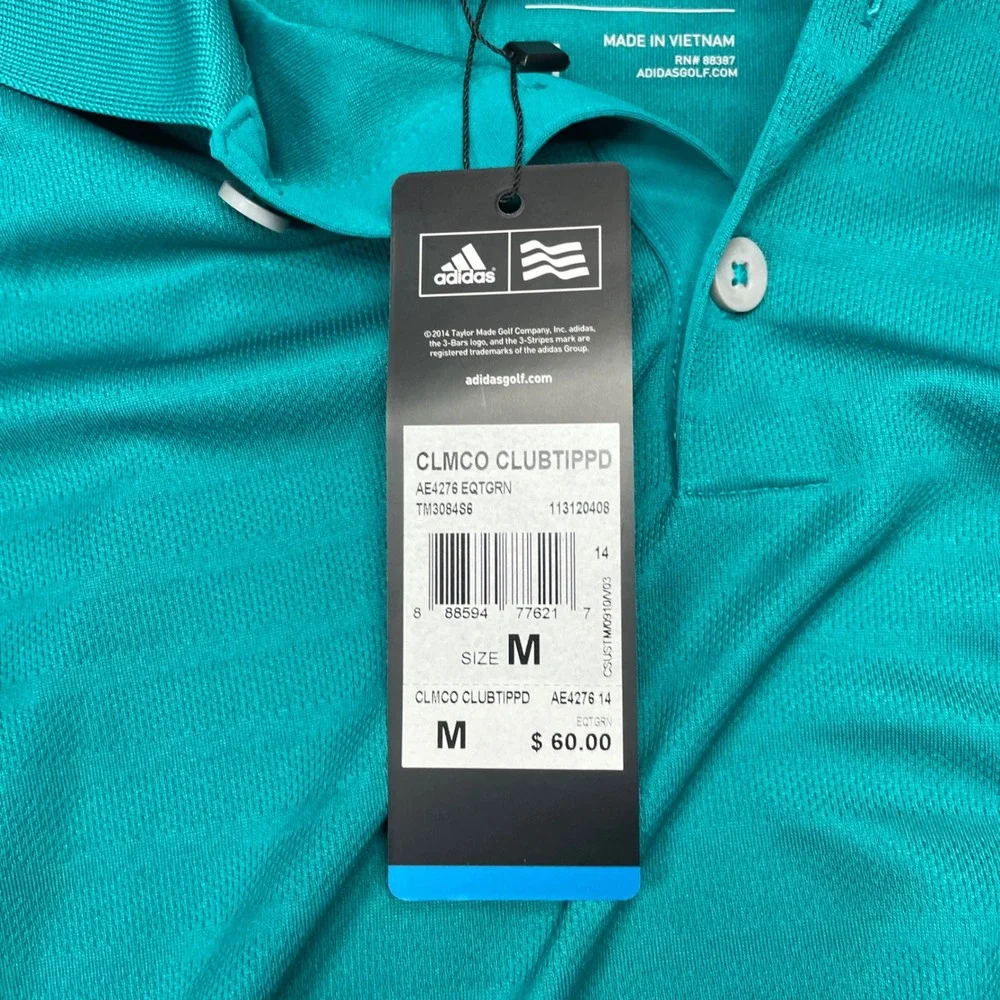 BRAND NEW Adidas Golf Mens Climacool Club Tipped Polo Shirt Teal Green M NWT